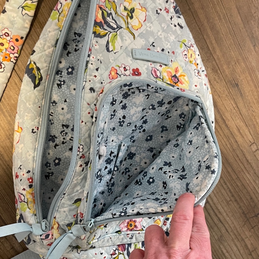 Vera Bradley Floral Sling Bag in Light Blue and Yellow - Picture 5 of 8